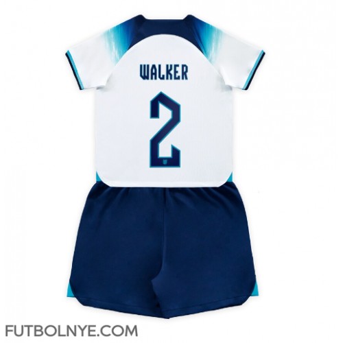 Camiseta Inglaterra Kyle Walker #2 Primera Equipación para niños Mundial 2022 manga corta (+ pantalones cortos)